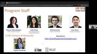 Life Sci NYC Internship Program Webinar for CUNY students 2026