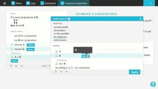 To prove a conjunction in Edukera (Connectors tuto 1) screenshot 1