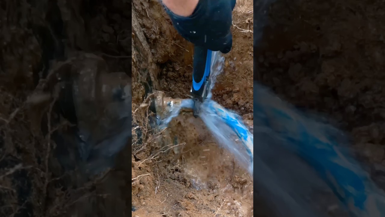 Underground leak repair at a water meter using PEX pipe 🌱💦 #plumbing #plumber #asmr #diy