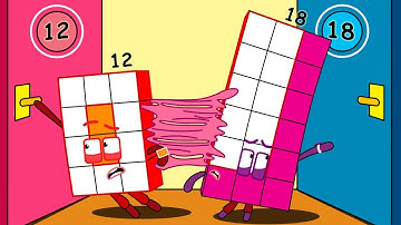 Numberblocks 12 and 18 are stuck together by sticky of glue - Numberblocks fanmade coloring story