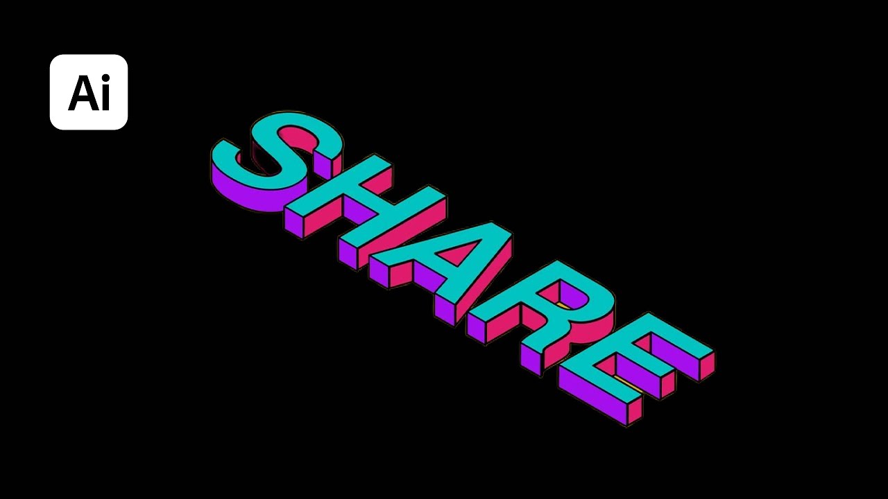 3D Isometric Text Effect In Illustrator | Adobe Illustrator Tutorial ...