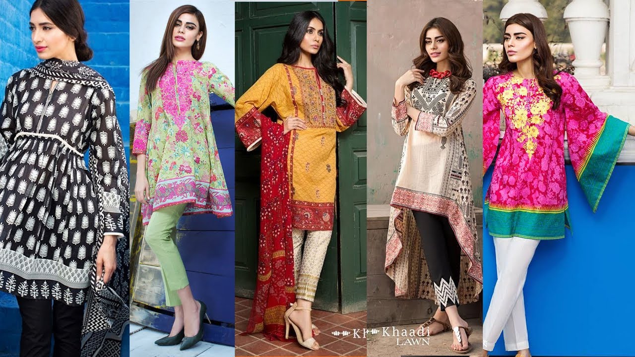 stylish khadi lawn kurti designs with 