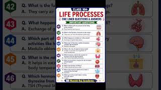 Life process one liner questions and answers class 10th #manishrajacademy #practicequestions