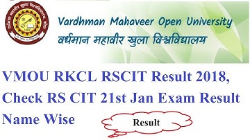 VMOU RKCL RSCIT Result 2018 | Check RS CIT 21st Jan Exam Result Name Wise