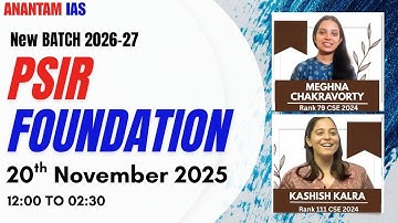 Announcement: PSIR Foundation Batch 2026–27 | Starting 20 Nov 2025