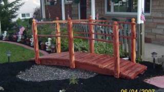 Landscape Bridges and Garden Bridge custom built at the higher level! Custom built bridges, Picnic tables, cedar chests, jewelry 