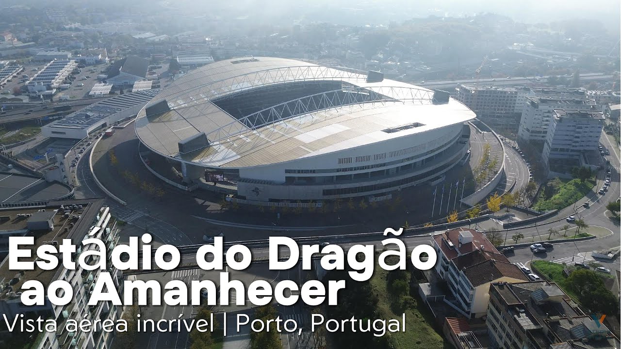Voo matinal sobre o Estádio do Dragão e envolvente | Drone 4K – Porto, Portugal