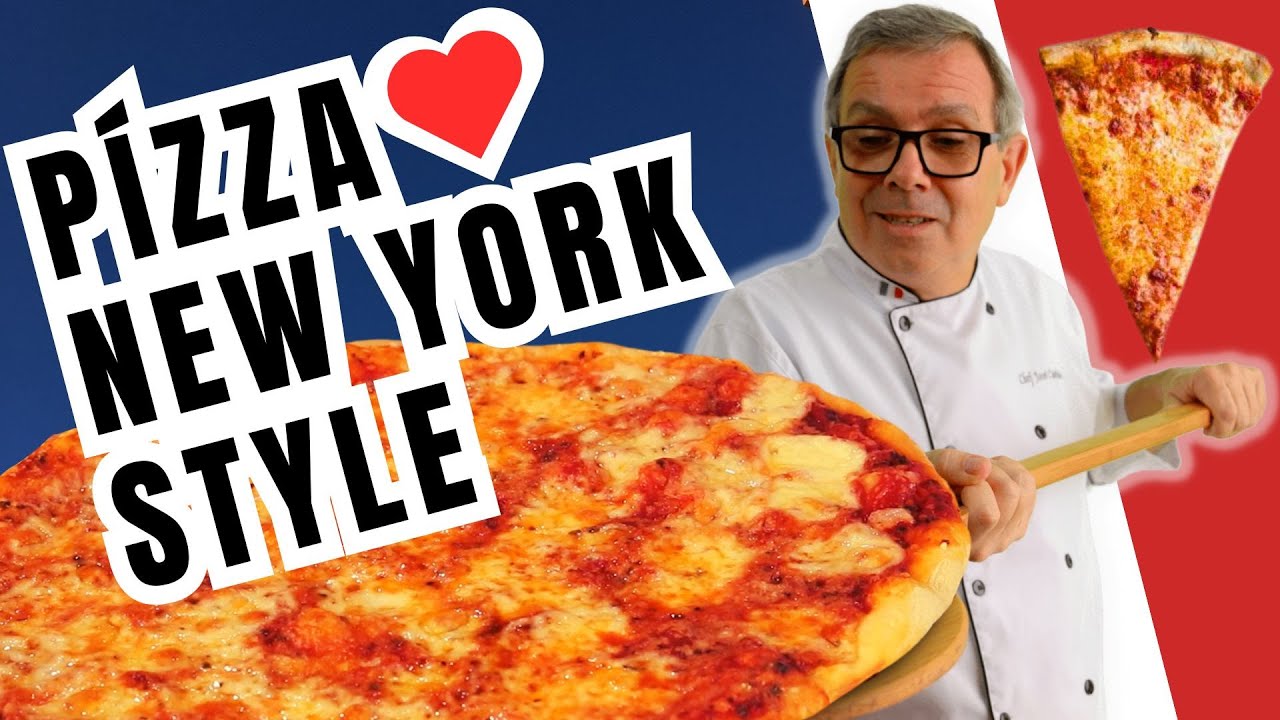 FAÇA EM CASA A New York Style PIZZA ou PIZZA DE NOVA IORQUE (no forno doméstico)