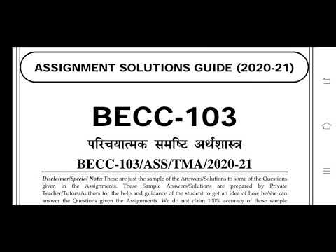 BECC 103 Ignou Solved Assignment
