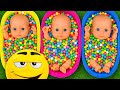 Full of 3 Rainbow Bathtubs with M&amp;M’s &amp; Magic Slime Cutting 