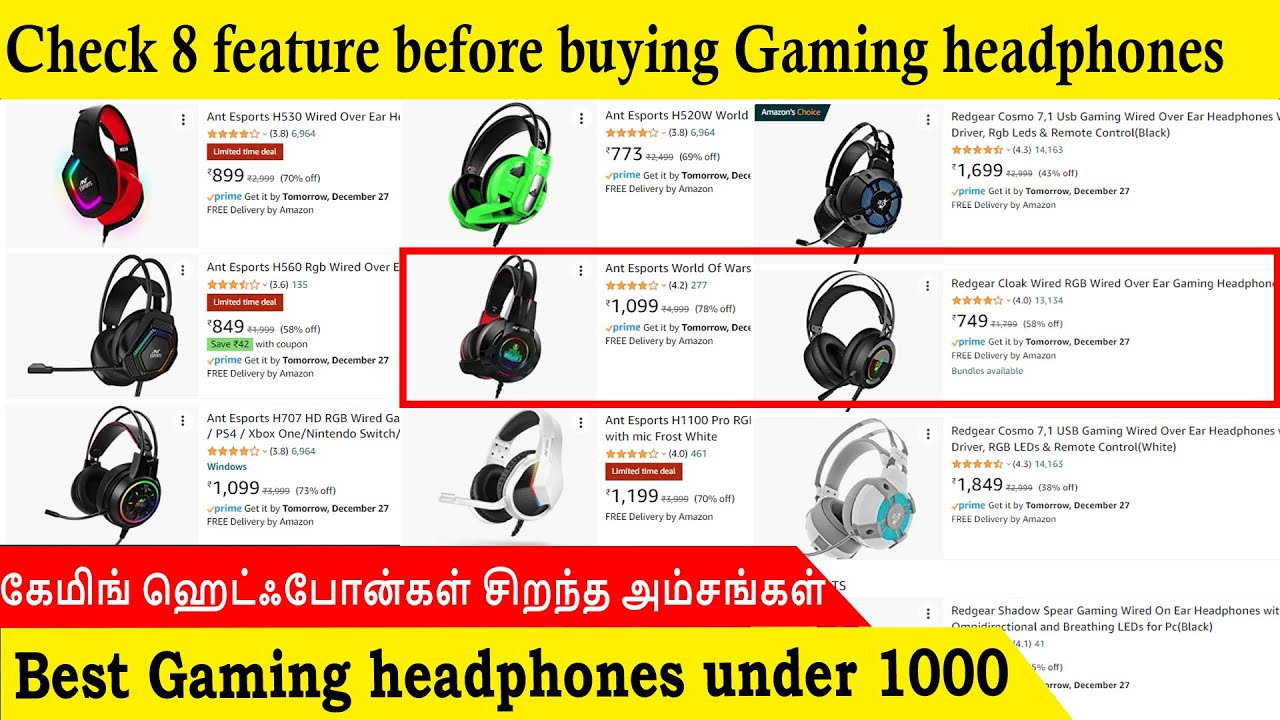 Gaming headphones under 1K 1000 Best Gaming headphones Tamil how to