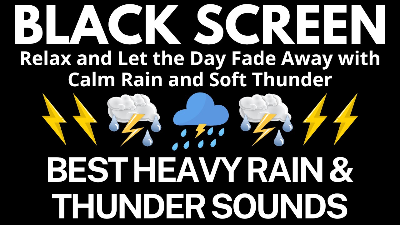 Relax and Let the Day Fade Away with Calm Rain and Soft Thunder | No Ads - 12 Hours - Beat Insomnia