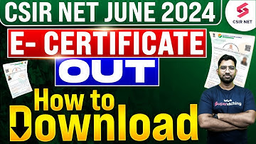 CSIR NET E Certificate 2024 | CSIR NET Result 2024 E Certificate Out | CSIR NET Update by Nadeem Sir