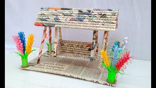 How to make newspaper swing | paper swing | newspaper craft