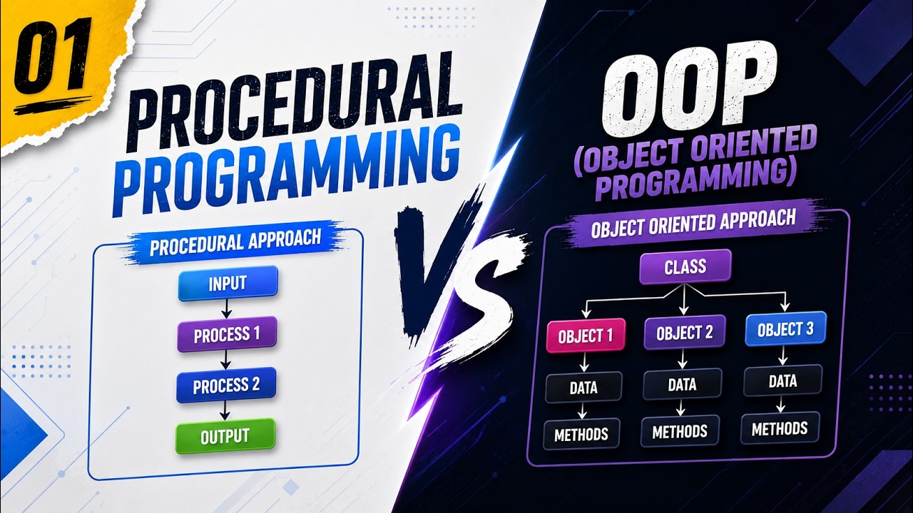 01. Procedural Programming vs OOP | Difference Between Procedural & Object-Oriented Programming