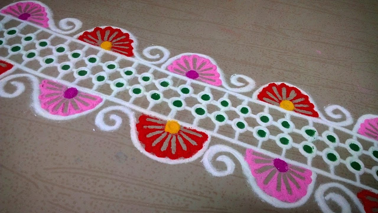 Unique Border Kolam Design - YouTube