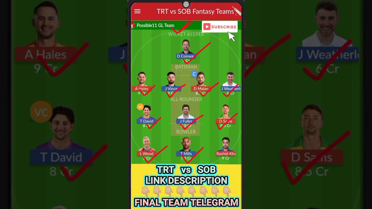 TRT vs SOB Dream11 Prediction🔥| TRT vs SOB Dream11 Prediction | TRT vs SOB Dream11 Team 