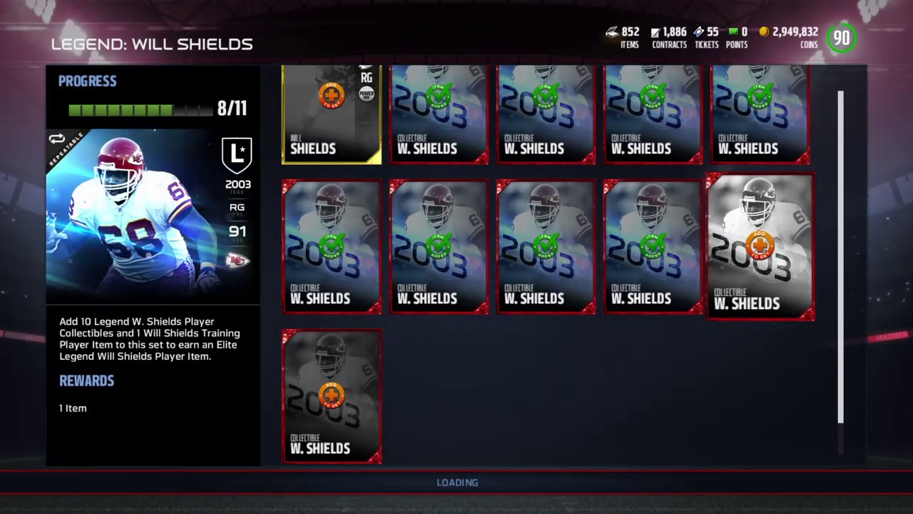 Madden NFL 17 Will Shields Legend Collection MUT 17