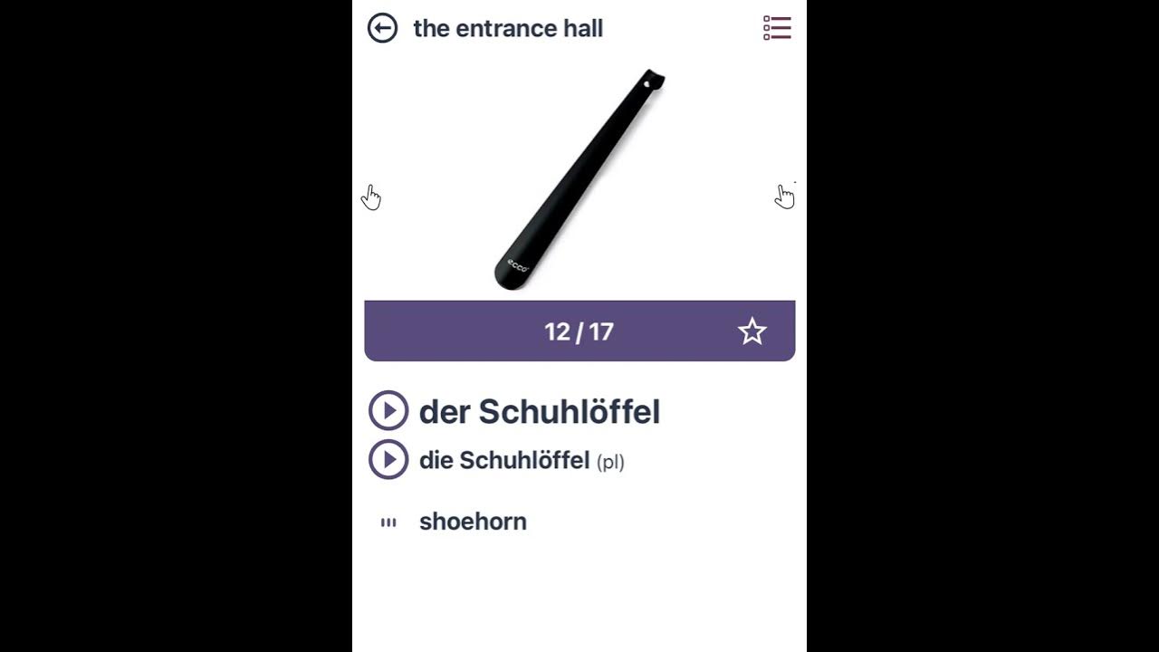 German Words der Schuhlöffel shoehorn Download App link in the