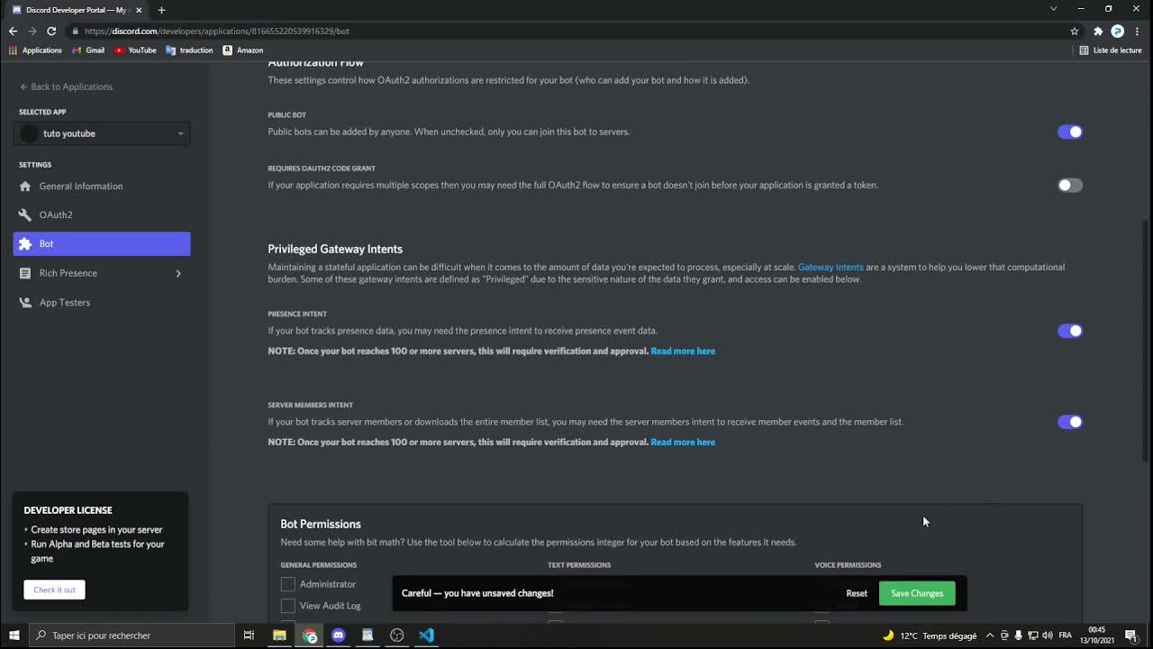 #2 Apprendre A Mettre Notre Bot En Ligne [Discord.js V13] - YouTube