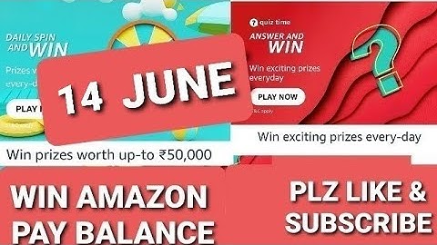 AMAZON DAILY QUIZ ANSWER|SPIN & WIN|14 JUNE|AMAZON QUIZ TODAY|AMAZON ANSWERS TODAY