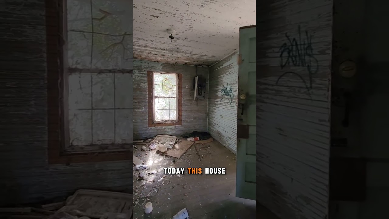 Blair Witch-style abandoned house with HAND PRINTS on the walls