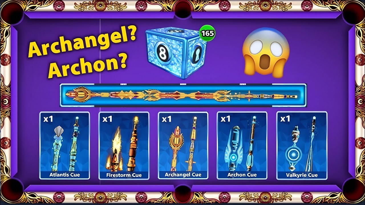 8 Ball Pool Open 165 😯 Legendary Box! And unlock Archangel cue 😱! 