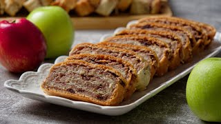 Fasting strudel with nuts and apples  knead and bake, without waiting