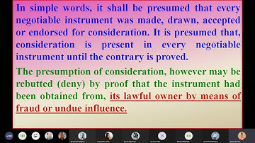MLAW (BRF) - "Presumptions of Negotiable Instruments" - Unit 4 - Tybcom Sem 6 EM