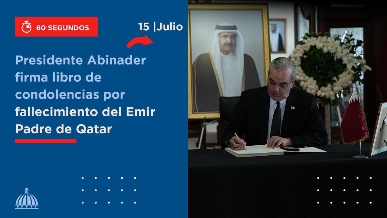 Presidente Abinader firma libro de condolencias por fallecimiento del Emir Padre de Qatar