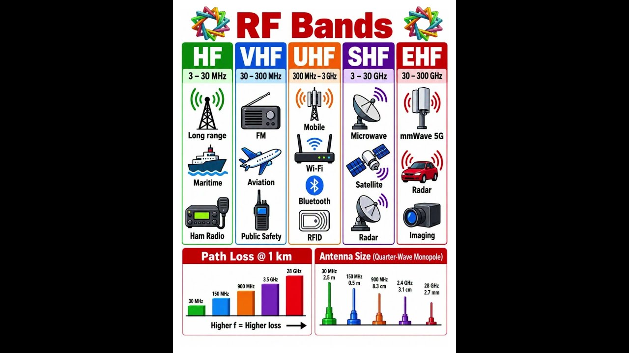 RF Bands - תחומי תדרי רדיו