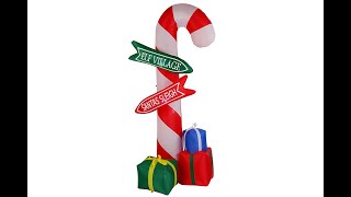 Giant Candy Cane Signpost With Gifts Illuminated Christmas Inflatable