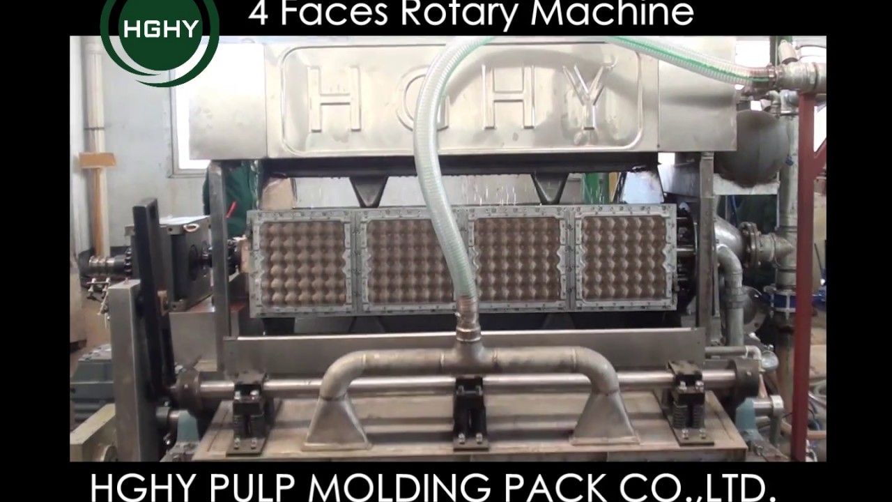 HGHY Automatic Pulp Molding Machine Make Egg Tray Easy Operation 4 Faces Rotary Machine