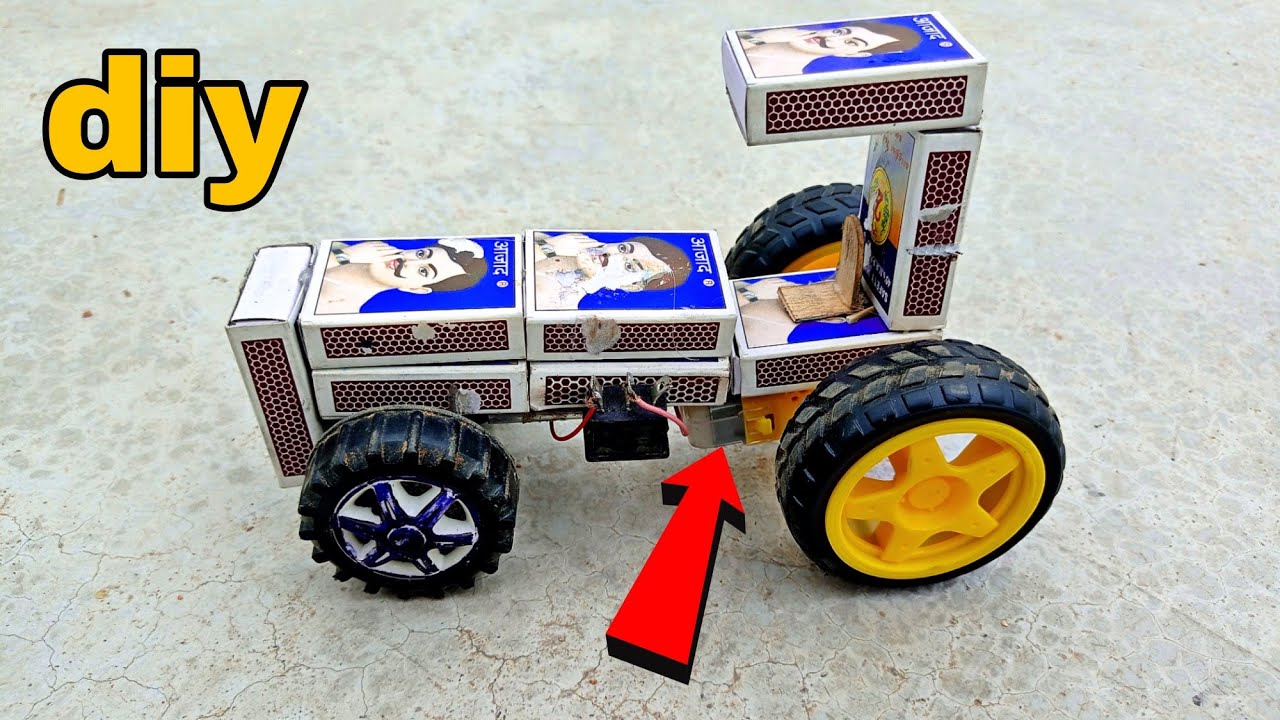 gear motor se tractor kaise banaye matchbox se tractor banane ka
