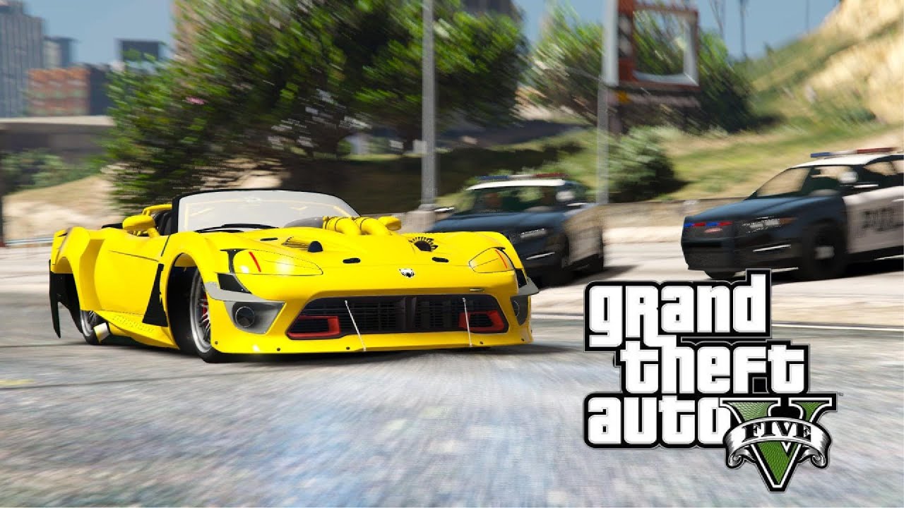 GTA V MODS Assalto a banco e fuga insana da POLICIA de Dodg Viper convercivel de ARANCADA!!!