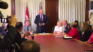 B.C. NDP leader Horgan addresses caucus