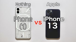 Nothing Phone1 vs iPhone13 実機比較対決!写真やゲーム、デザインから大きさ、ベンチマークも比較!Nothinの良いところ悪いところも。