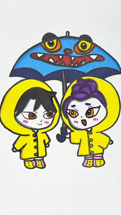 Rumi and jinu Rain coat 🧥Acrylics paint art 🥰🎨👩‍🎨! #trending #artscraft #acrylicpaint