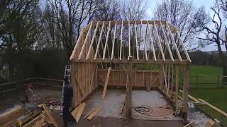 2-bay oak frame garage timelapse