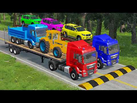 Flatbed Truck Mcqueen | Transportation with Truck - Pothole vs Car # -BeamNG.Drive