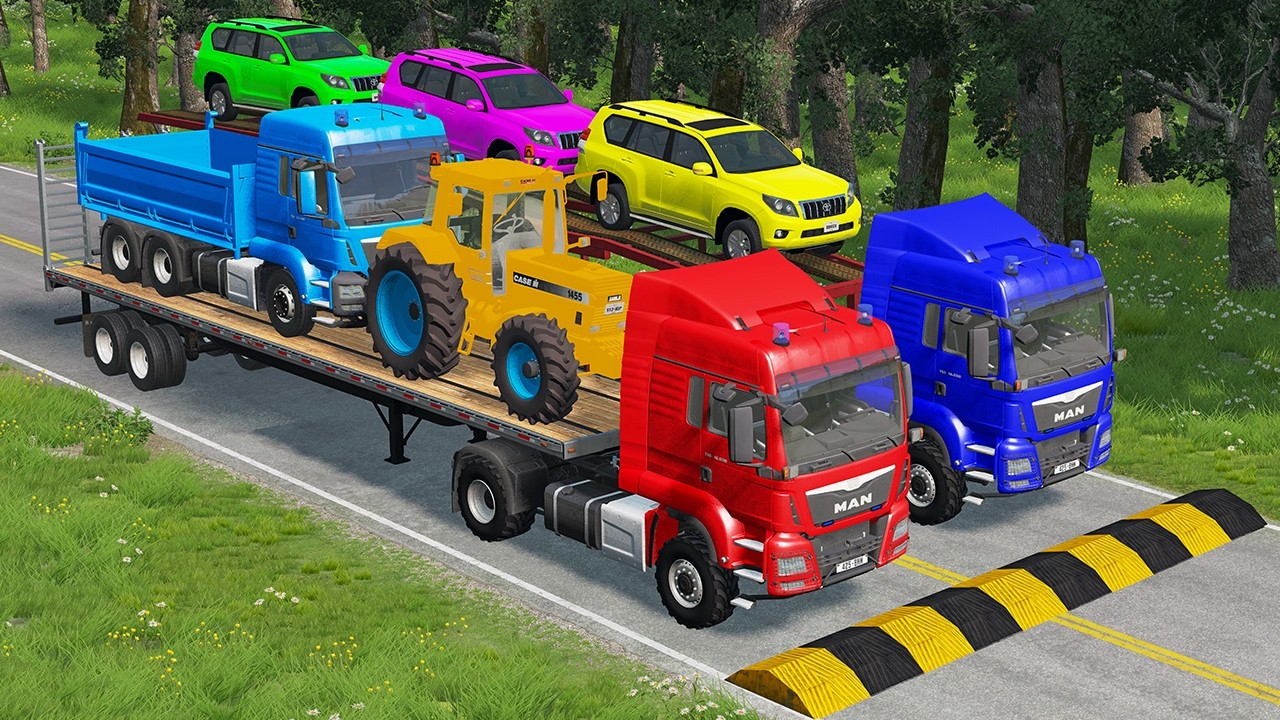 Flatbed Truck Mcqueen | Transportation with Truck - Pothole vs Car # -BeamNG.Drive