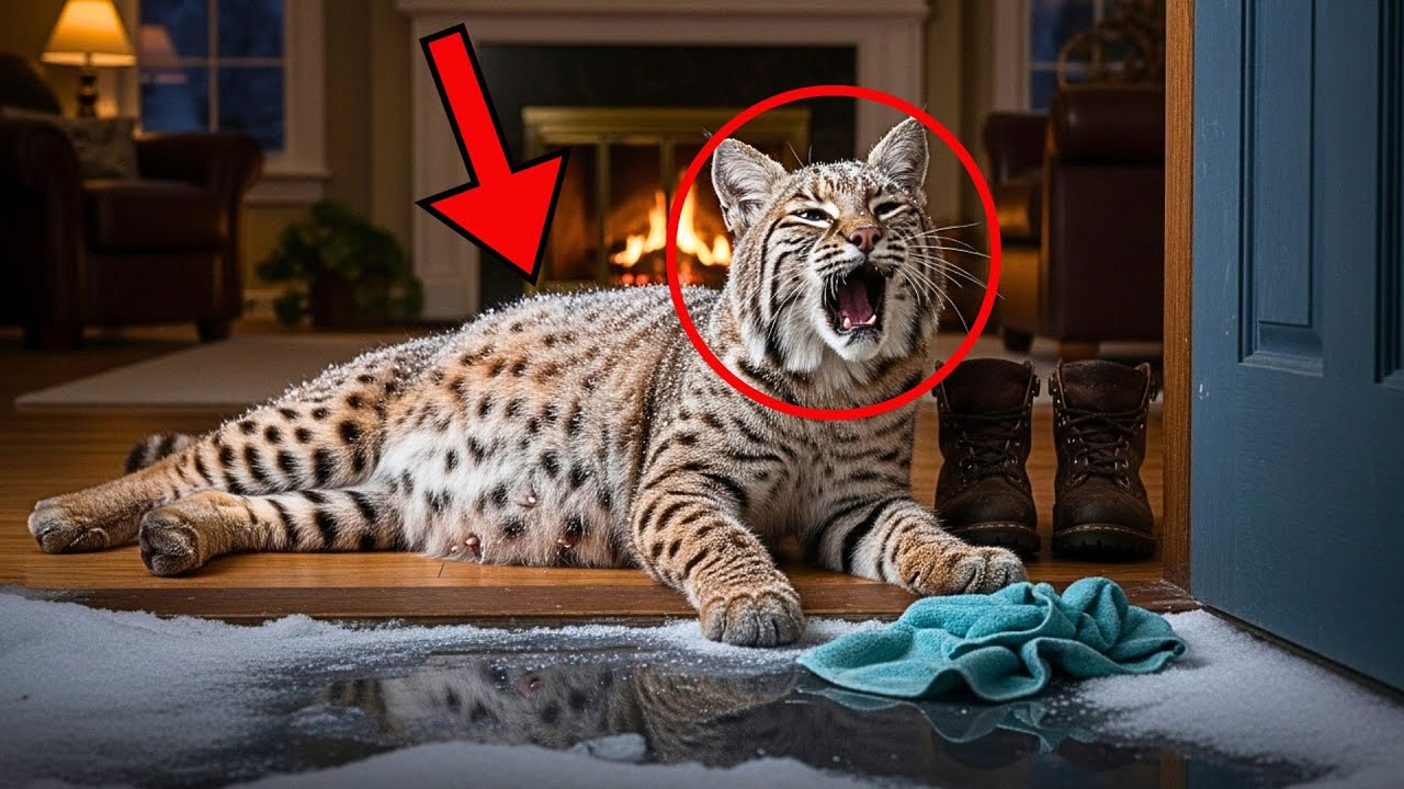 Freezing Bobcat Thanks Man Who Let Her In To Give Birth – Then Something Unbelievable Happened!