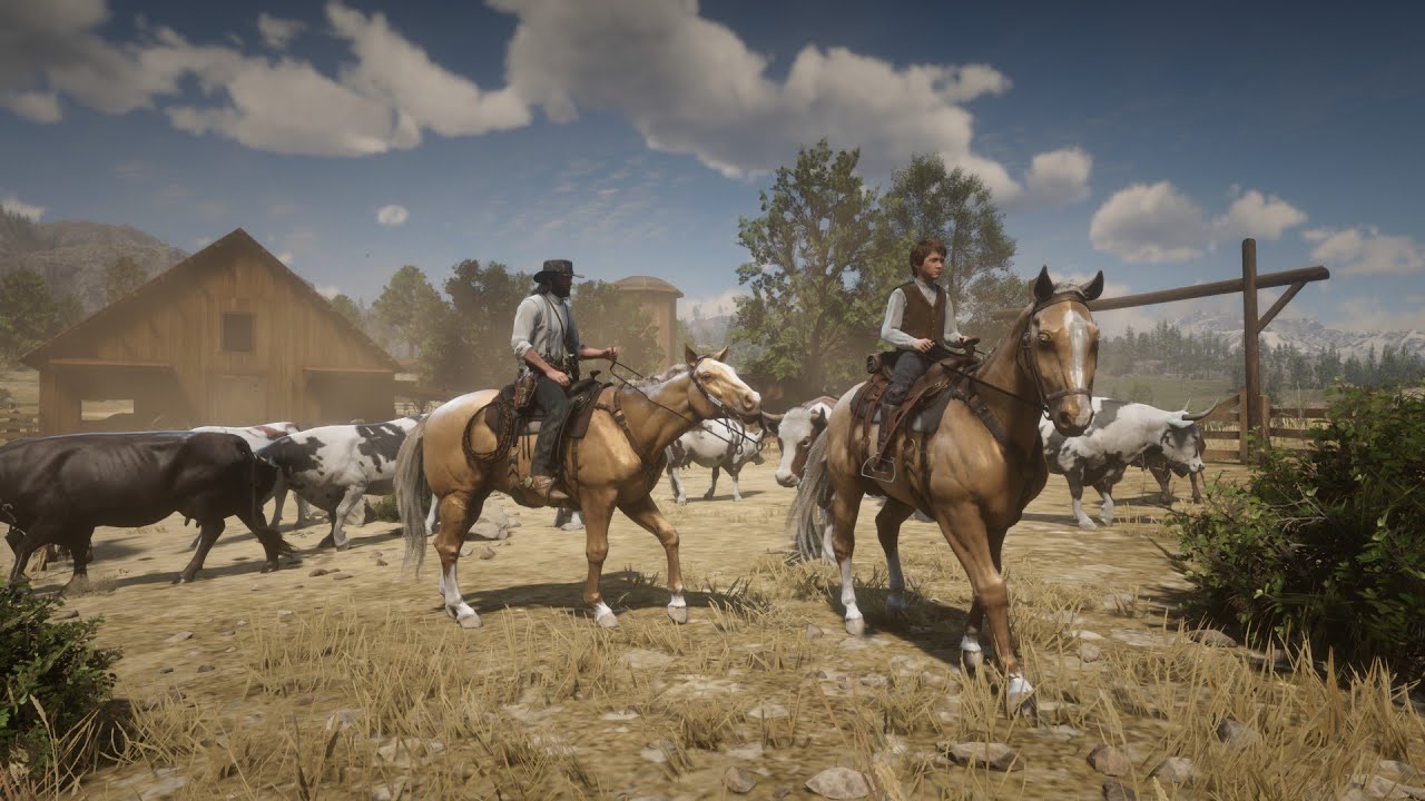 Levando o gado para vender em valentine com john e jack marston