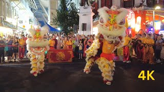 [4K] Lion Dance & Martial Arts by Chin Woo Association at Chinatown, Singapore