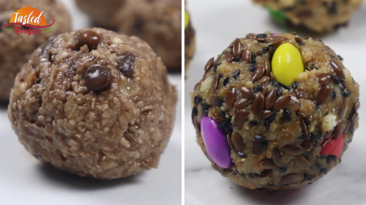 Chocolate Energy Bites 2 Ways - Banana Choco Chips & Flax Seeds Candy | Tasted Recipes