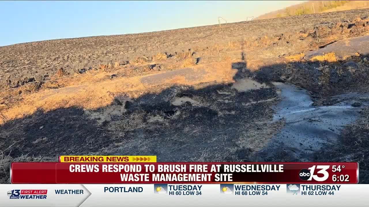 Crews respond to brush fire at Russellville Waste Management site - YouTube