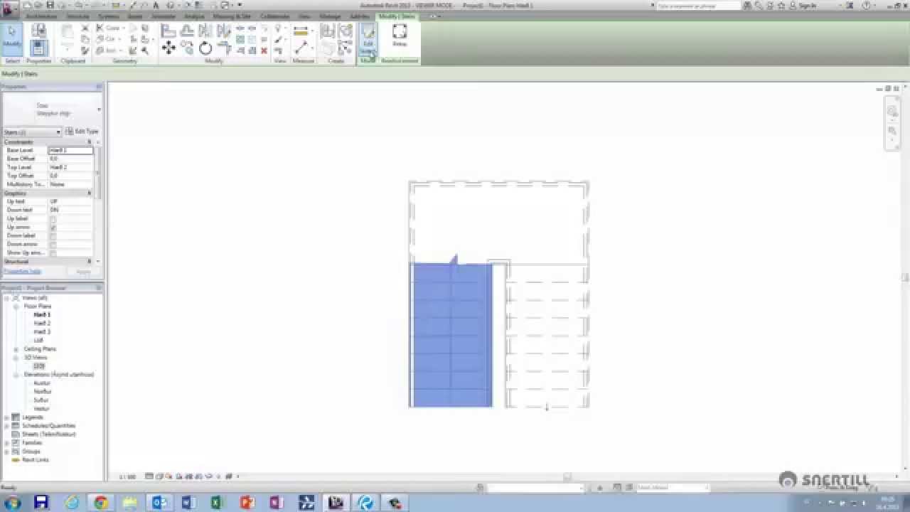 Revit 13 Adjust The Space Between U Shaped Stair Runs Youtube