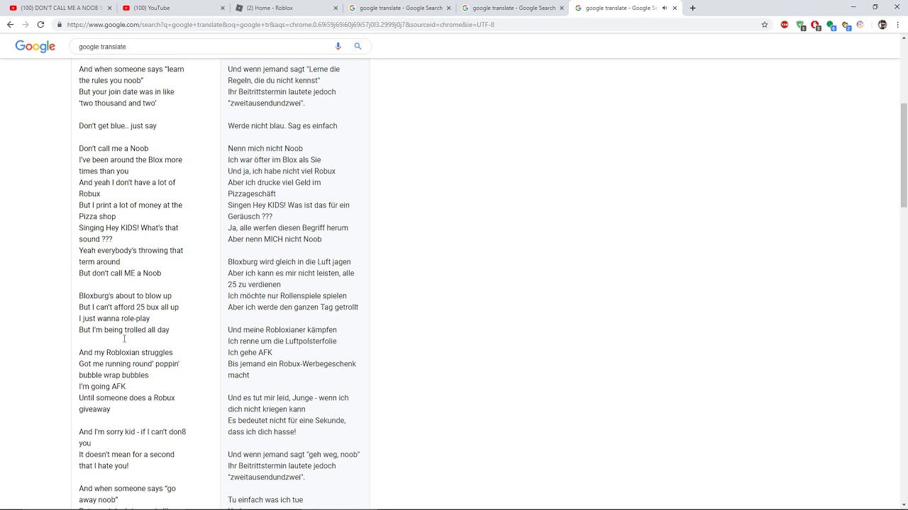 Robux Google Translate Roblox How To Get Free Items From Games - don t call me a noob song official roblox music video youtube in 2020 roblox dont call me music videos