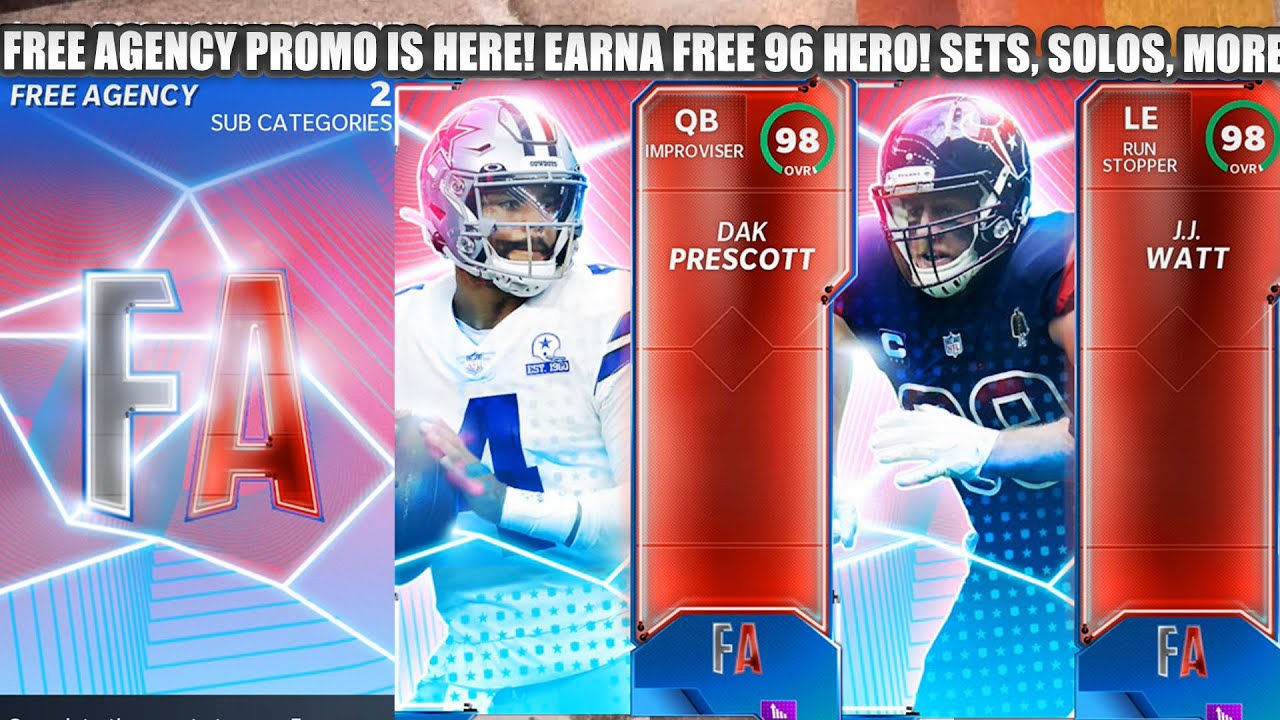 EARN A FREE 96 OVR FREE AGENCY FANTASY PACKL! FREE AGENCY PROMO! 98 MASTER PRESCOTT, WATT| MADDEN 21