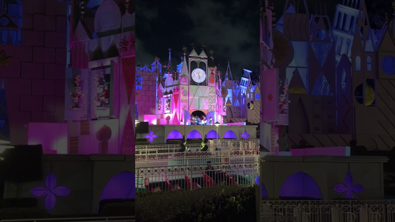 2/14/2026 “It’s a Small World” clock parade at 12:00 AM, final showing of the night